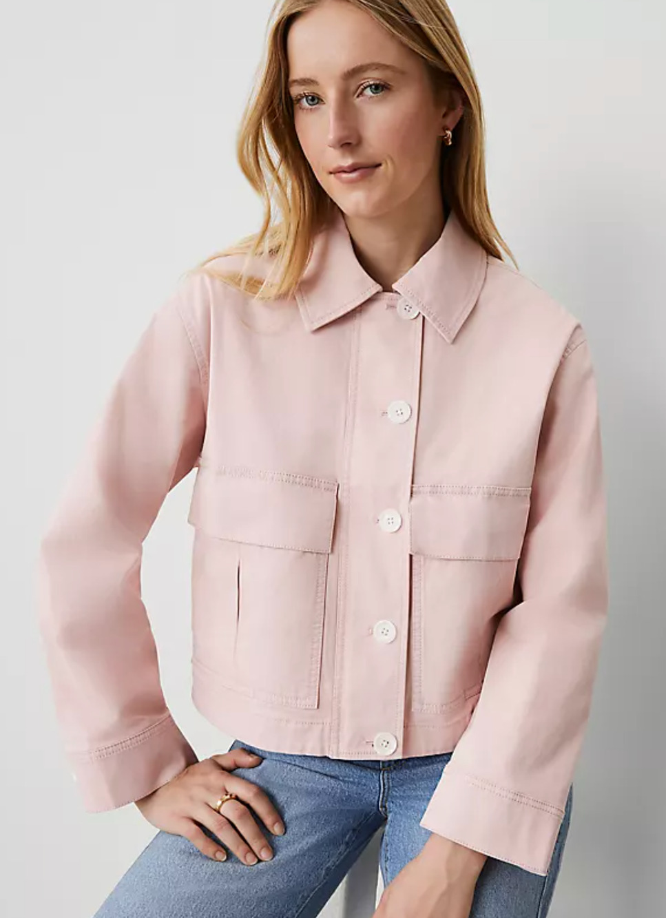 NEW ANN TAYLOR WEEKEND COLLECTION BERRY MOUSSE SHIRT JACKET SZ LARGE